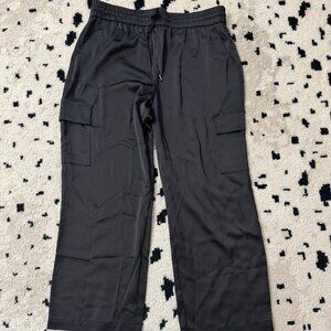 Rachel Zoe Silky Wide Leg Cargo Pants - Black XL